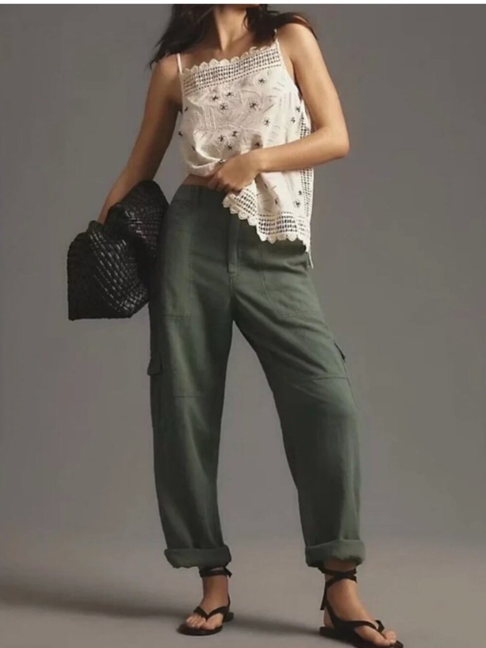 Anthropologie Pilcro Slim Linen Blend Beach Cargo Pants